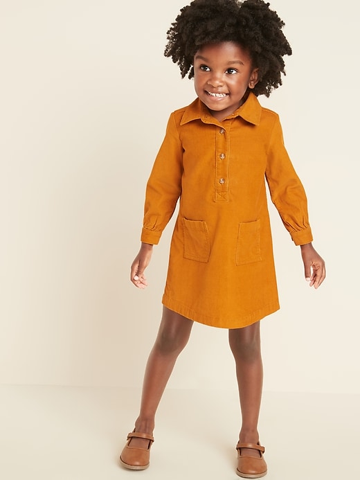 View large product image 1 of 1. Corduroy Shirt Dress for Toddler Girls