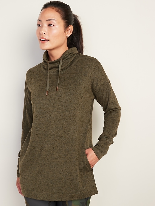Image number 1 showing, Sweater-Knit Mock-Neck Tunic Sweatshirt for Women