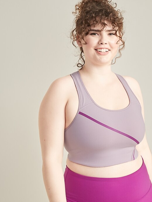 Image number 1 showing, Medium-Support Stripe-Graphic Plus-Size Sports Bra