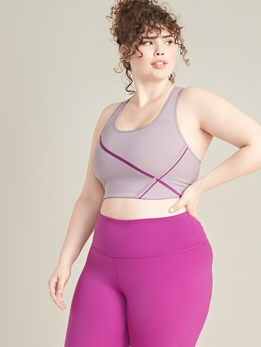 Image number 4 showing, Medium-Support Stripe-Graphic Plus-Size Sports Bra