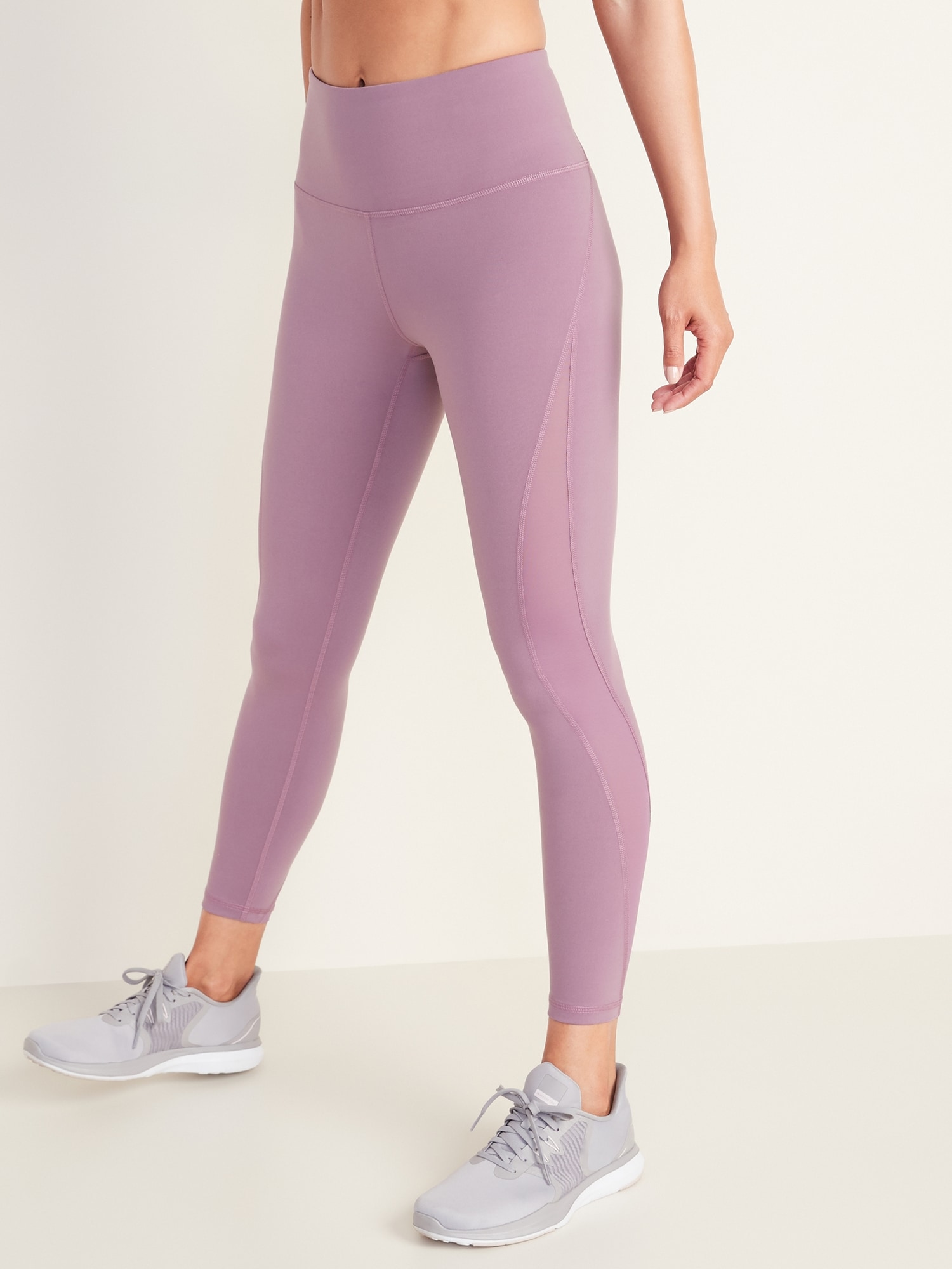 High-Waisted Elevate 7/8-Length Mesh-Splice Compression Leggings