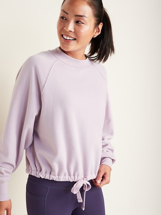 View large product image 1 of 1. Loose Dolman-Sleeve Drawstring-Hem Sweatshirt for Women