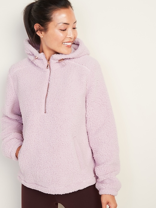 View large product image 1 of 1. Plush Sherpa 1/2-Zip Hoodie for Women