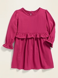 View large product image 3 of 4. Ruffled Fit & Flare Brushed Jersey Dress for Toddler Girls