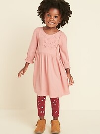 View large product image 4 of 4. Fit & Flare Twill Cutwork Dress for Toddler Girls