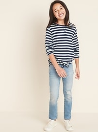 View large product image 3 of 3. Striped Plush-Knit Tie-Hem Top for Girls