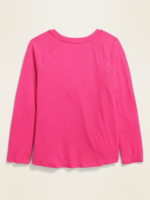 View large product image 2 of 3. Jersey-Knit Raglan-Sleeve A-Line Top for Girls
