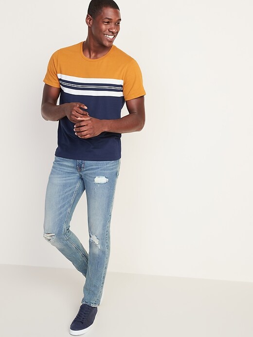 Image number 3 showing, Soft-Washed Color-Blocked Chest-Stripe Tee
