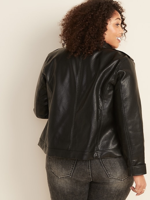 Image number 2 showing, Plus-Size Faux-Leather Moto Jacket