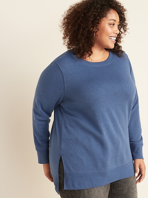 View large product image 1 of 1. French Terry Boyfriend Plus-Size Tunic Sweatshirt