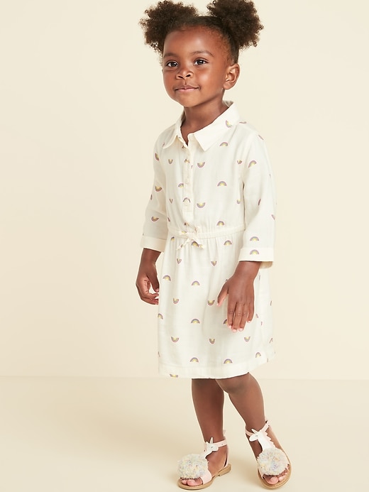 View large product image 1 of 1. Printed Cinched-Waist Shirt Dress for Toddler Girls