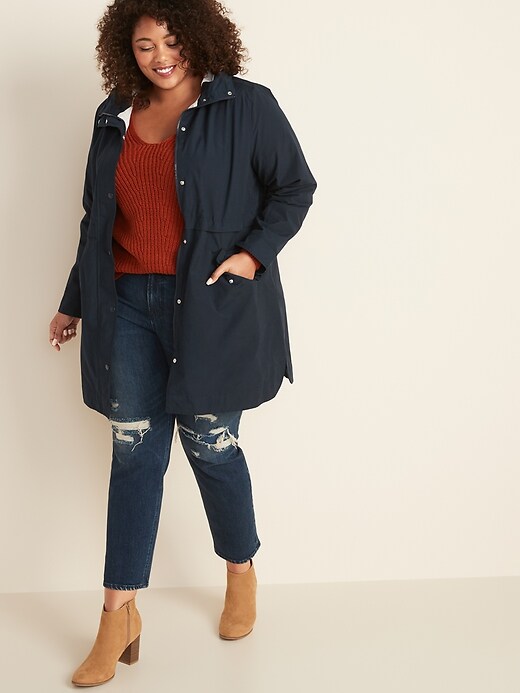 Image number 3 showing, Water-Resistant Hooded Poplin Plus-Size Anorak