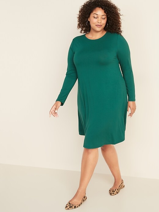 View large product image 1 of 1. Plus-Size Jersey Swing Dress