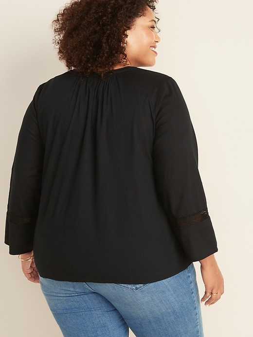 Image number 2 showing, Plus-Size Lace-Trim Pintuck Blouse