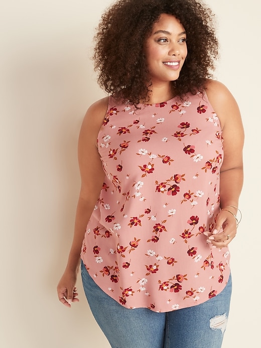 Image number 1 showing, Sleeveless Floral-Print Plus-Size Blouse