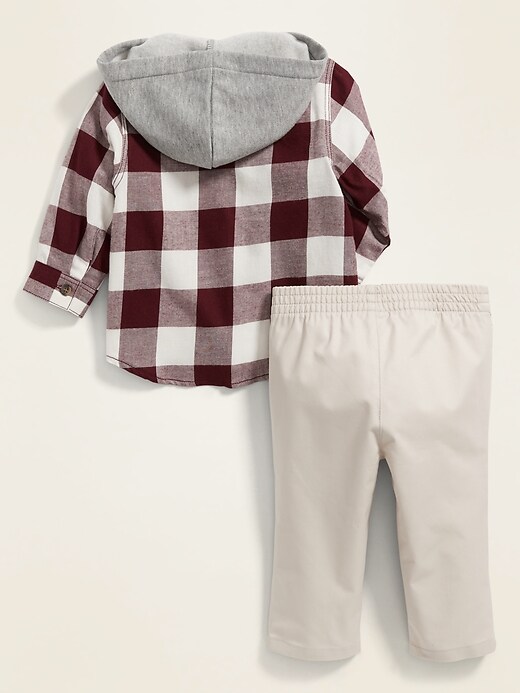 View large product image 2 of 2. Hooded Plaid Shirt and Solid Pants Set for Baby
