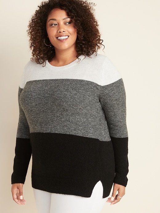 View large product image 1 of 1. Soft-Brushed Shaker-Stitch Plus-Size Sweater