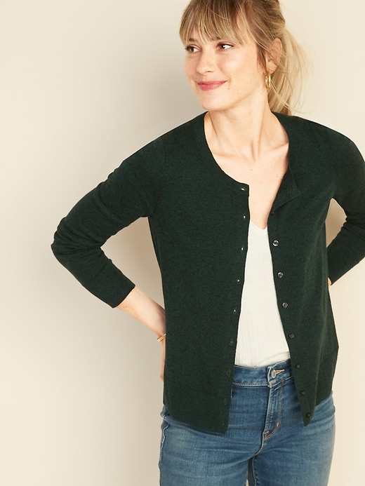 Image number 1 showing, Semi-Fitted Button-Front Cardi for Women