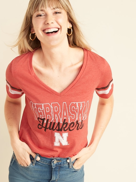 View large product image 1 of 1. College-Team Graphic V-Neck Tee for Women
