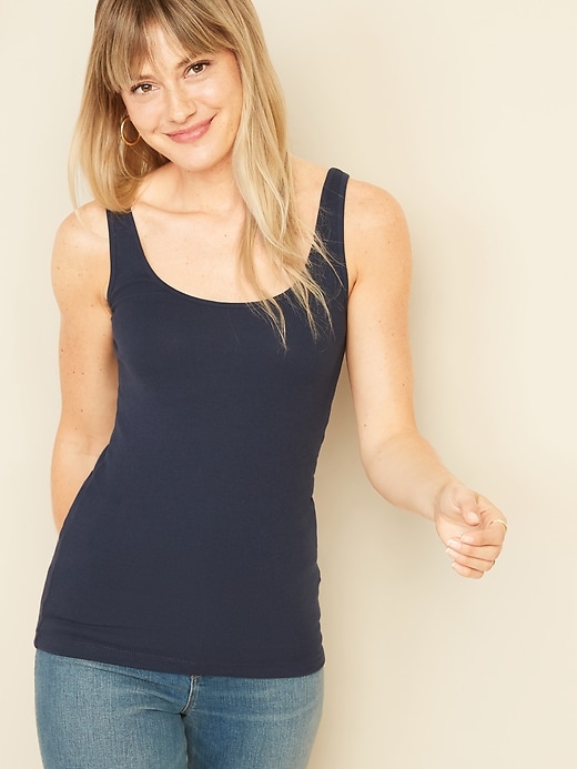 Old Navy First-Layer Rib-Knit Tank Top for Women blue. 1