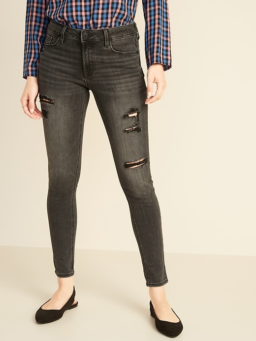 Image number 1 showing, Mid-Rise Distressed Rockstar Jeans for Women