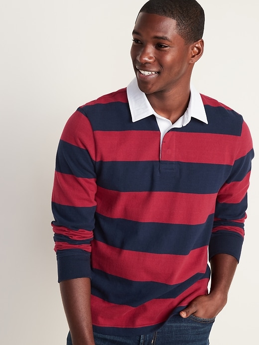 View large product image 1 of 1. Bold-Stripe Long-Sleeve Rugby