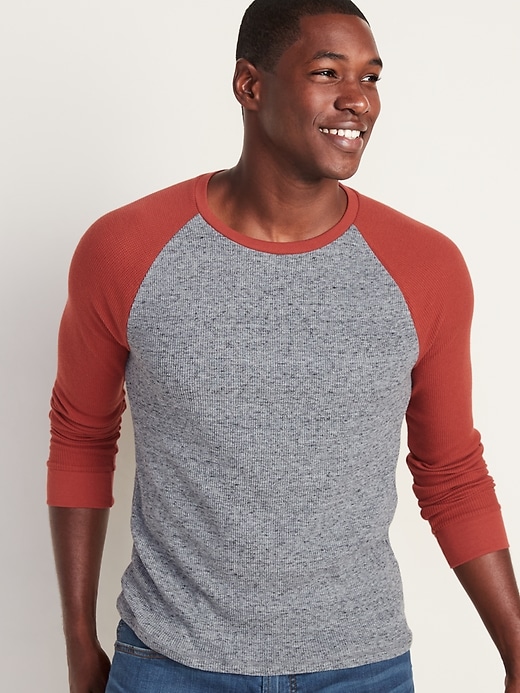 View large product image 1 of 1. Soft-Washed Thermal-Knit Baseball Tee