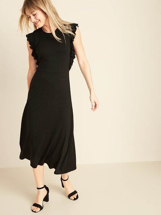View large product image 1 of 1. Fit & Flare Flutter-Sleeve Midi for Women