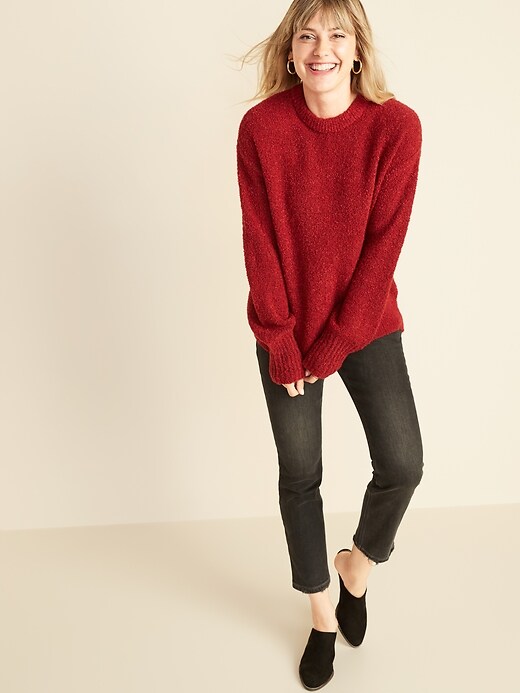 Image number 3 showing, Bouclé Blouson-Sleeve Sweater for Women