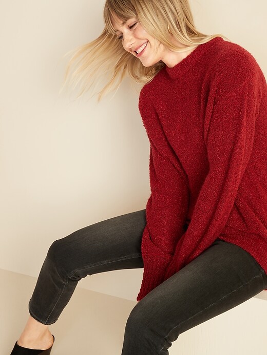 Image number 4 showing, Bouclé Blouson-Sleeve Sweater for Women