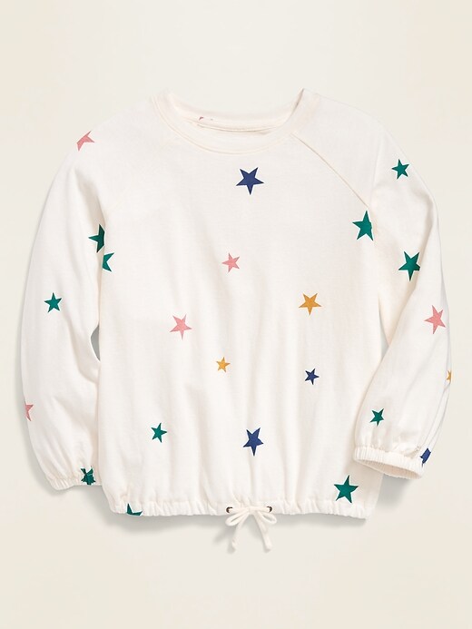View large product image 1 of 3. Star-Print Cinched-Hem Raglan Top for Girls