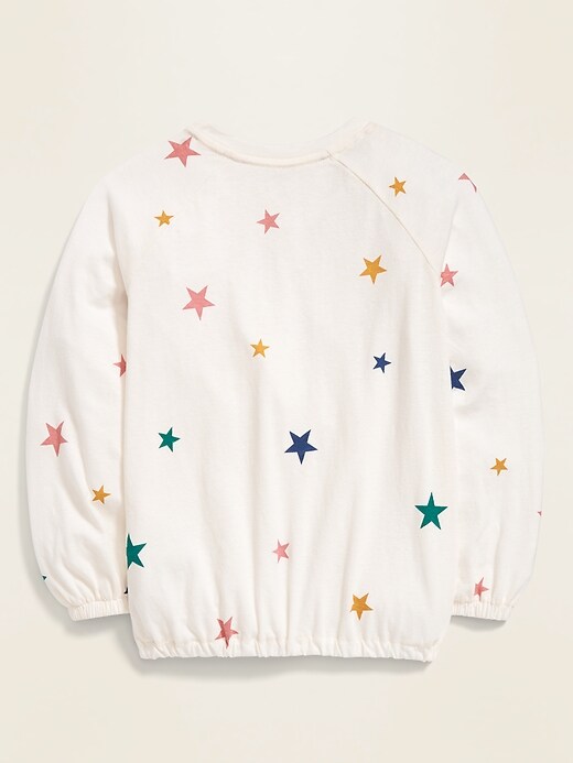 View large product image 2 of 3. Star-Print Cinched-Hem Raglan Top for Girls