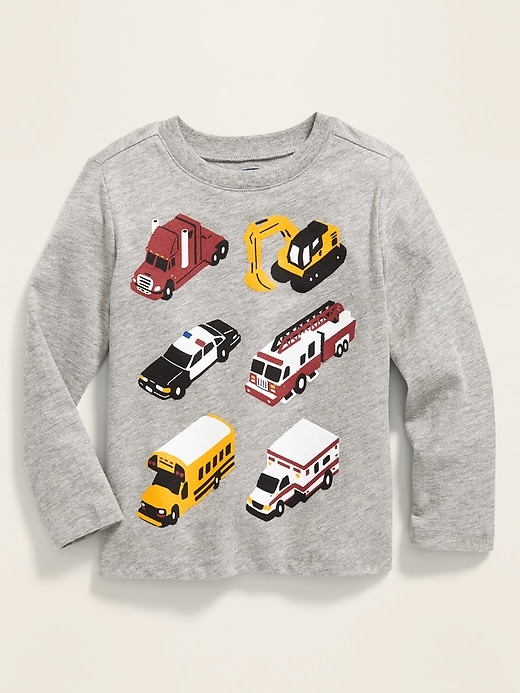 View large product image 1 of 2. Vehicles-Graphic Long-Sleeve Tee for Toddler Boys