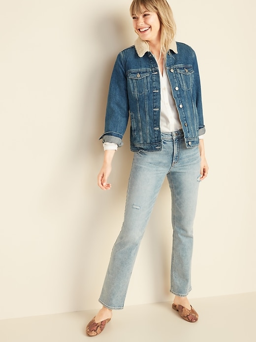 Image number 3 showing, Sherpa-Lined Jean Jacket For Women