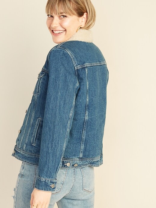 Image number 2 showing, Sherpa-Lined Jean Jacket For Women
