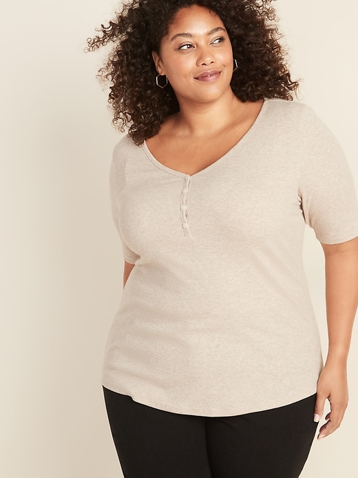 Image number 1 showing, Slim-Fit Rib-Knit Plus-Size Henley