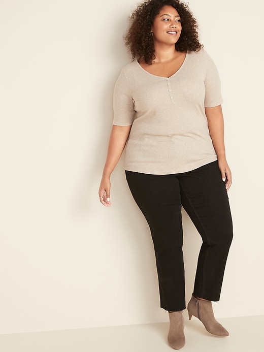 Image number 3 showing, Slim-Fit Rib-Knit Plus-Size Henley