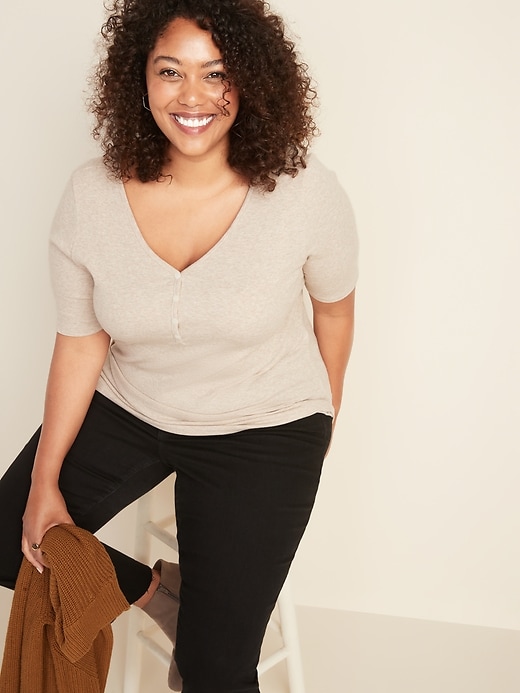 Image number 4 showing, Slim-Fit Rib-Knit Plus-Size Henley