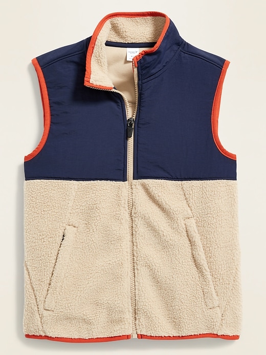 View large product image 1 of 3. Color-Blocked Nylon/Sherpa Vest For Boys
