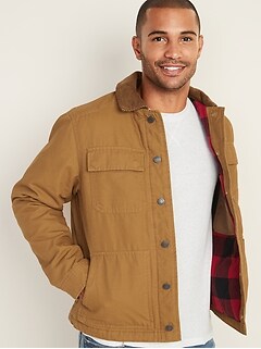 Flannel-Lined Canvas Workwear Jacket for Men