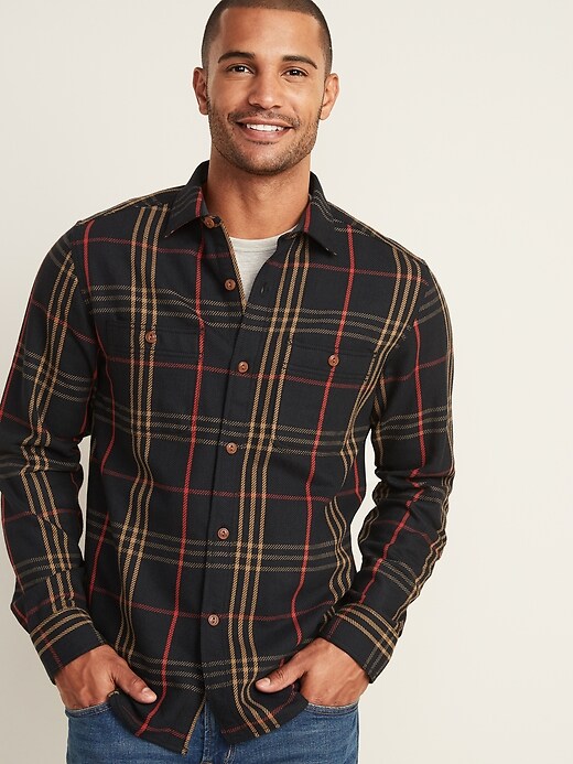 View large product image 1 of 1. Regular-Fit Plaid Pocket Shirt