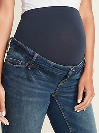View large product image 3 of 3. Maternity Premium Full-Panel Distressed Rockstar Jeans