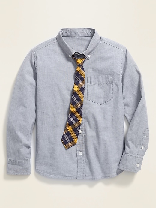 View large product image 1 of 3. Built-In Flex Shirt & Patterned Tie Set For Boys