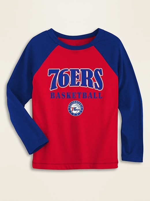 View large product image 1 of 1. NBA&#174 Team-Graphic Raglan-Sleeve Tee for Toddler Boys