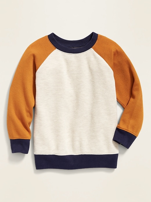 View large product image 1 of 2. Color-Blocked French-Rib Raglan Pullover for Toddler Boys