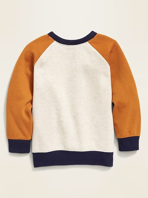 View large product image 2 of 2. Color-Blocked French-Rib Raglan Pullover for Toddler Boys