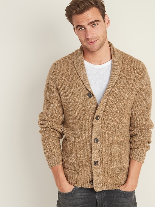 Image number 1 showing, Thick-Textured Shawl-Collar Cardigan