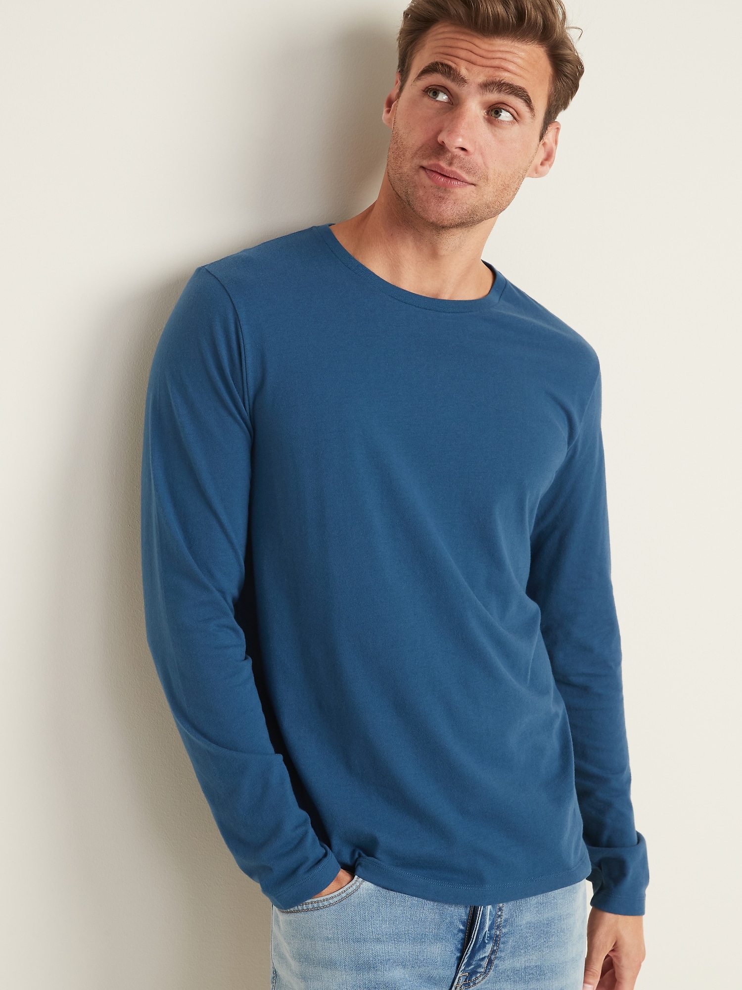 Soft Washed Crew Neck Long Sleeve Tee for Men Old Navy