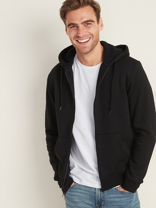 View large product image 1 of 1. Sherpa-Lined Zip Hoodie