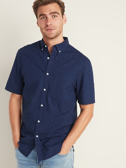 View large product image 1 of 1. Slim-Fit Built-In Flex Neps-Textured Poplin Shirt
